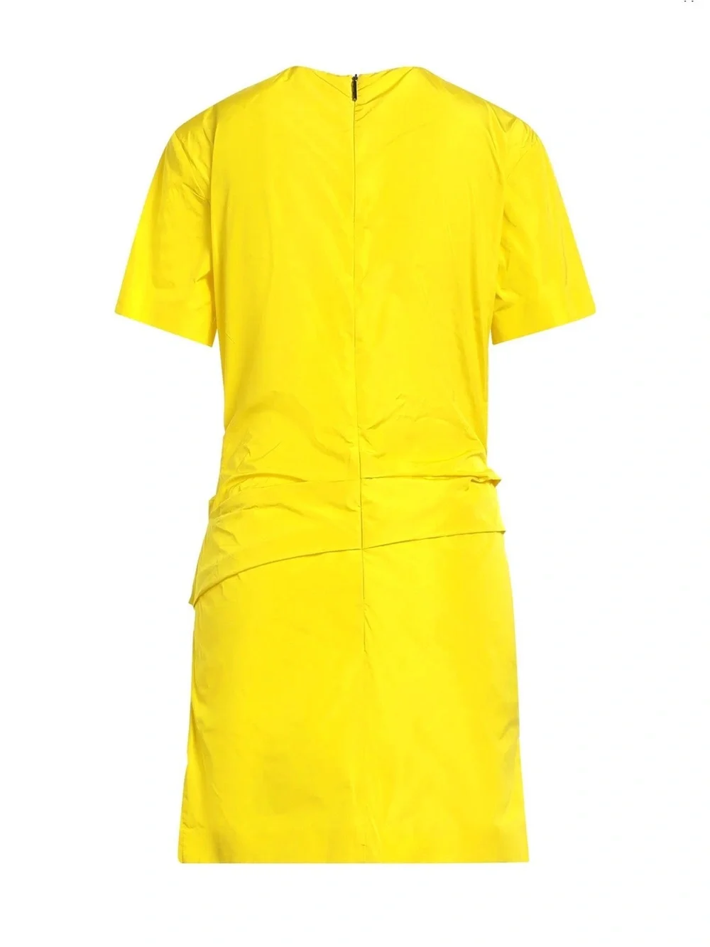 MSGM Bright Yellow Short-Sleeve Ruched Mini Dress - Picture 2 of 4